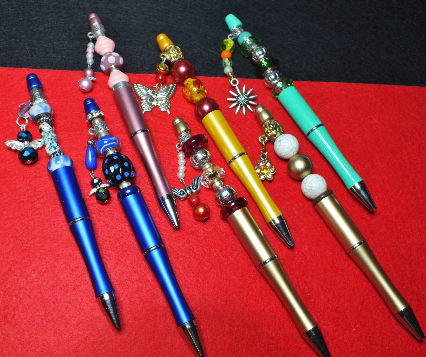 Handmade beaded pens with dangle charms