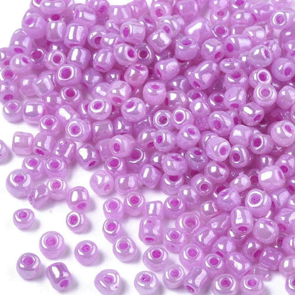 2mm violet pearlised glass seed beads, 50g-1kg