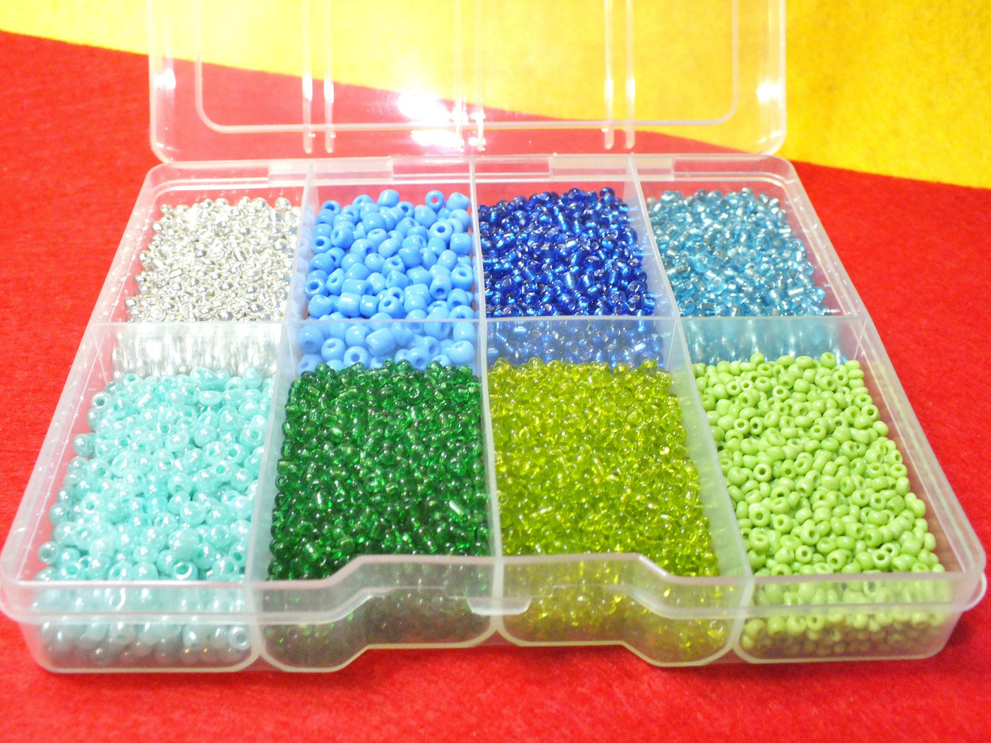Seed bead selection box, COOL mix - 2mm, 3mm, 4mm