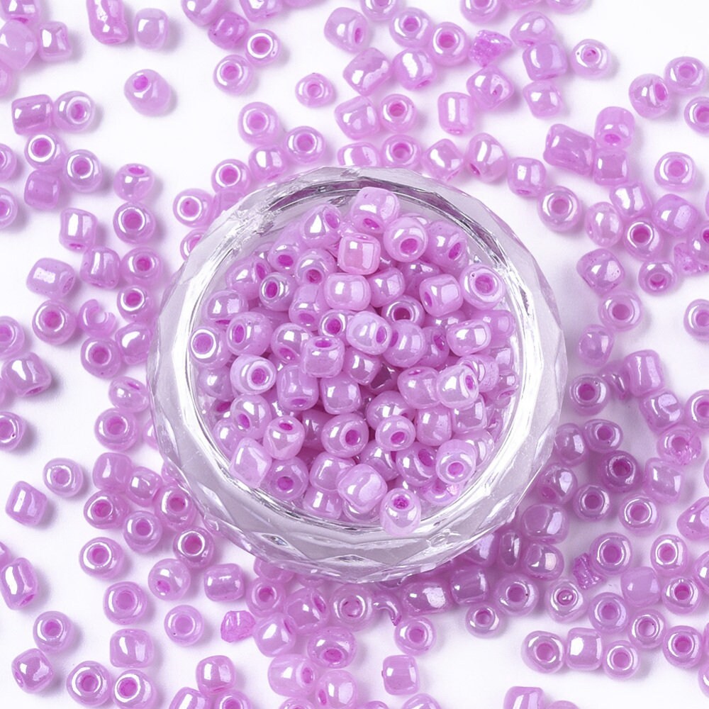 2mm violet pearlised glass seed beads, 50g-1kg