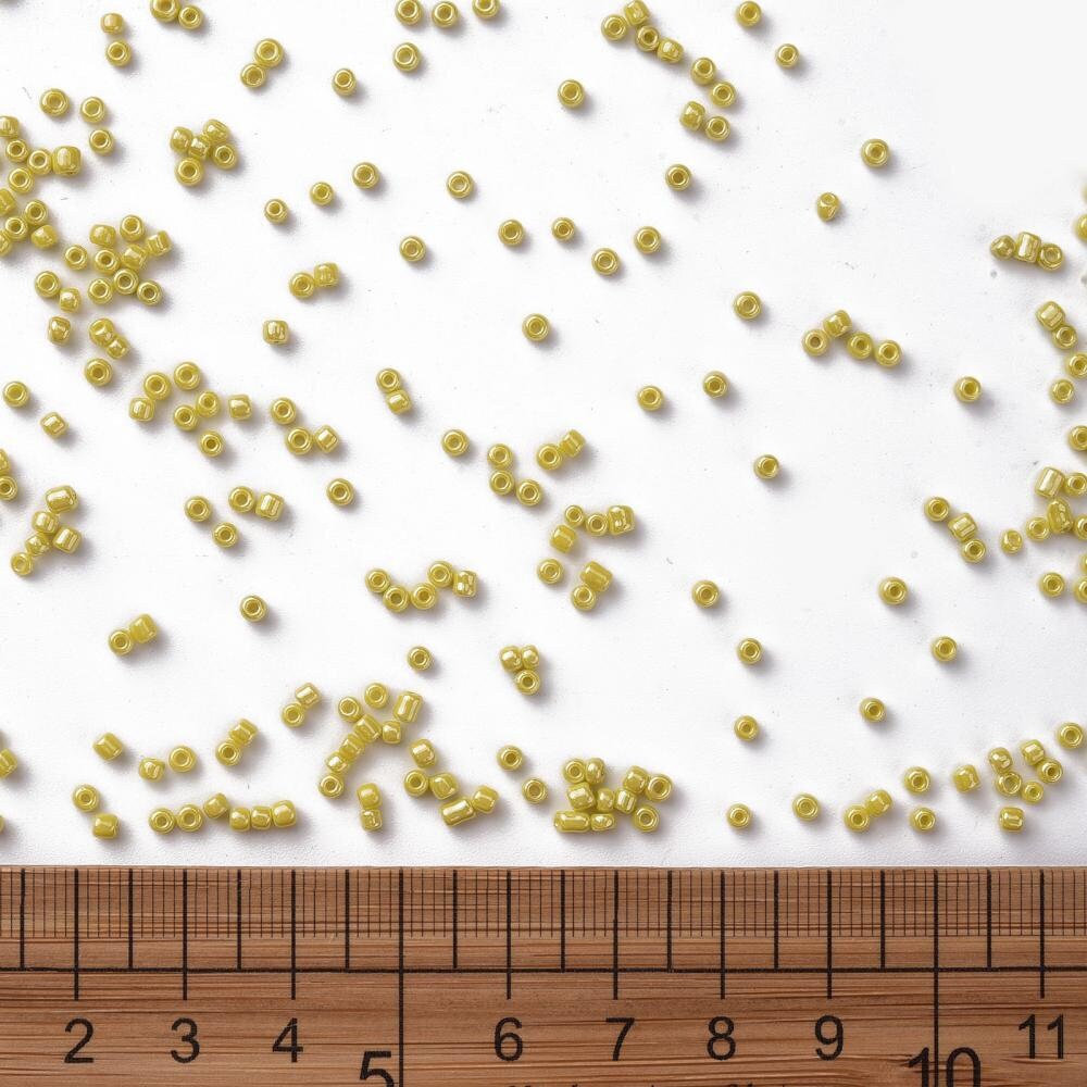 2mm yellow pearlised glass seed beads, 50g