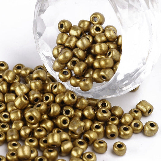 4-5mm coconut brown metallic finish glass seed beads, 50g