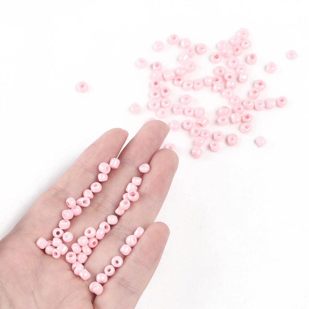 4mm pink glass seed beads, 50g