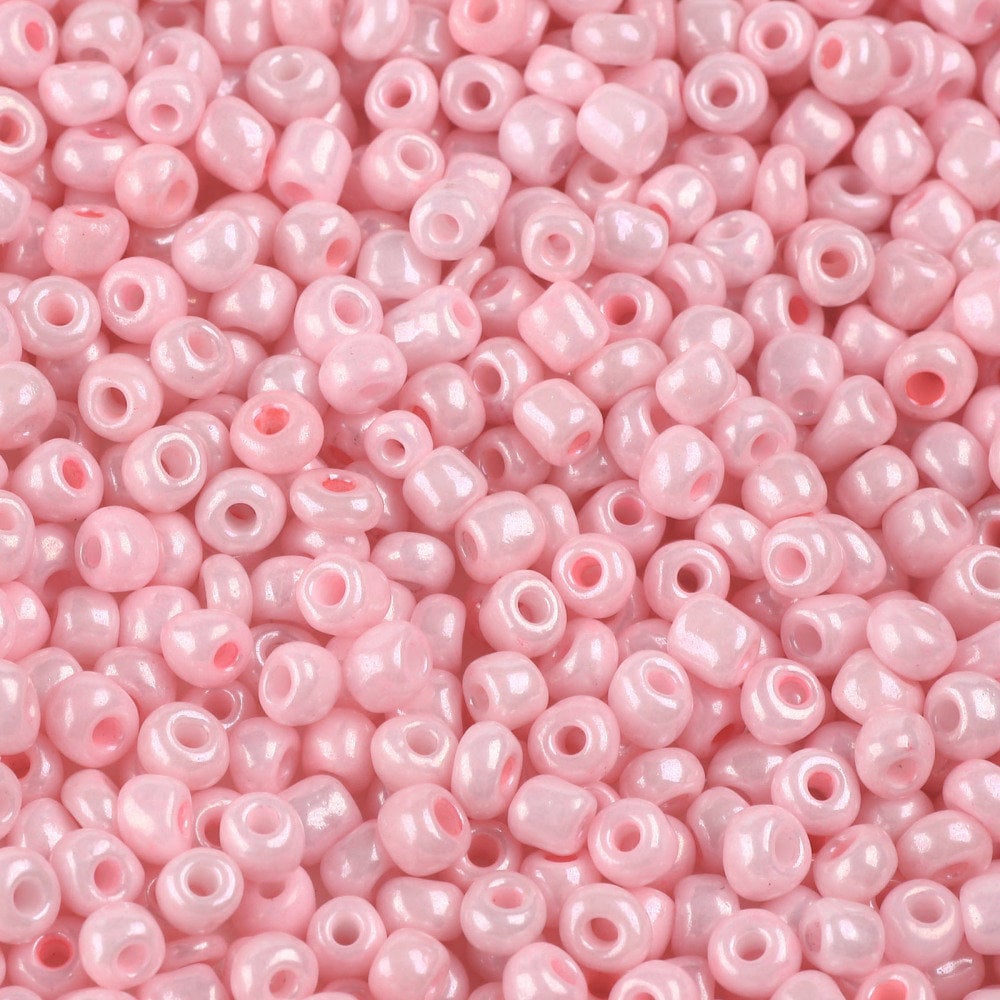 4mm pink glass seed beads, 50g
