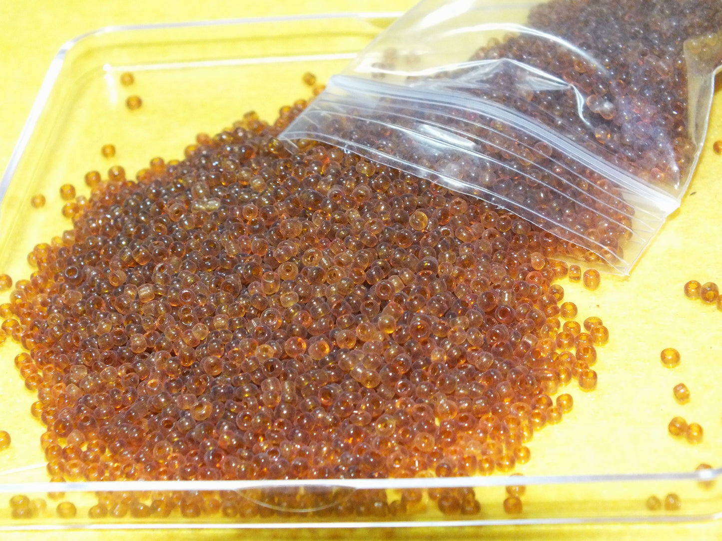 2mm brown translucent glass seed beads, 50g