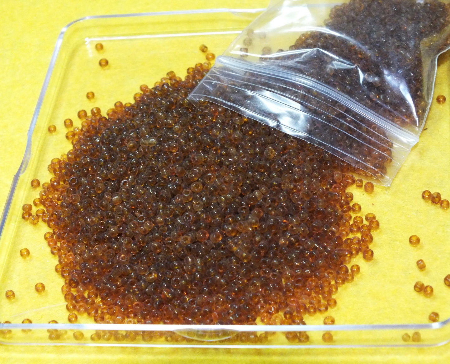 2mm brown translucent glass seed beads, 50g