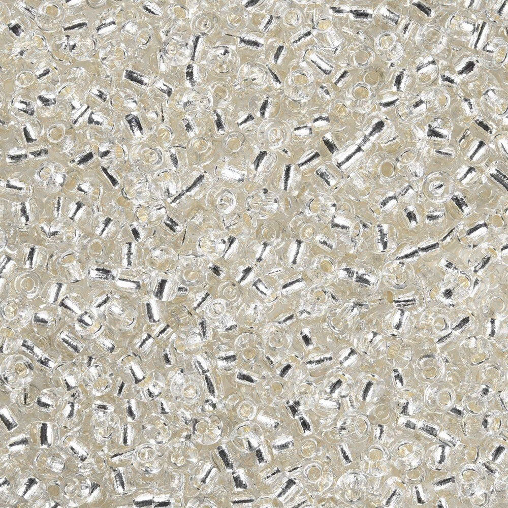 3mm silver lined clear glass seed beads, 50g