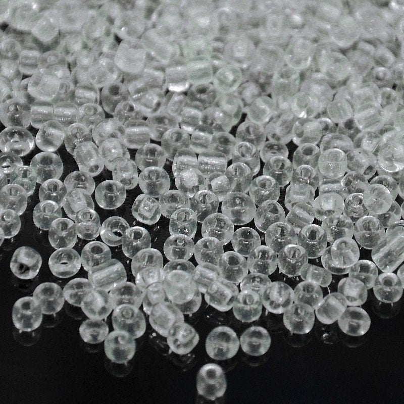 3mm clear glass seed beads, 50g – Charms Galore