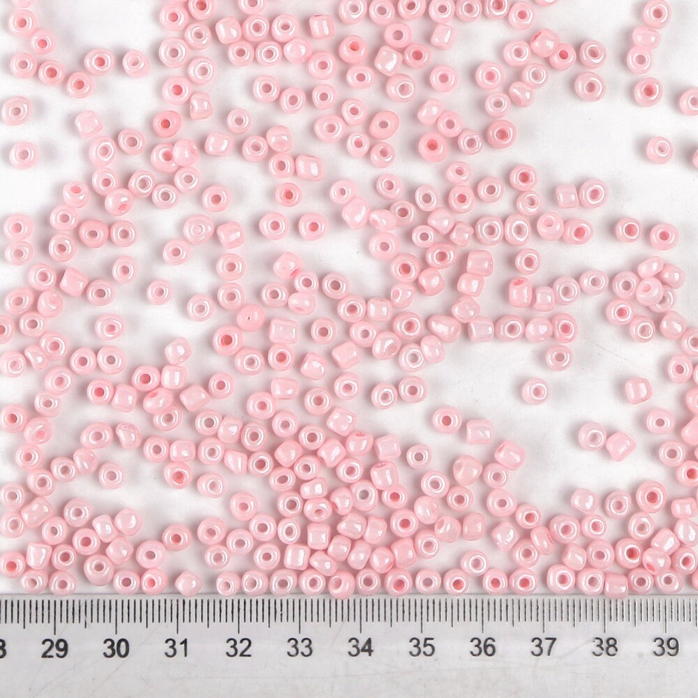 4mm pink glass seed beads, 50g