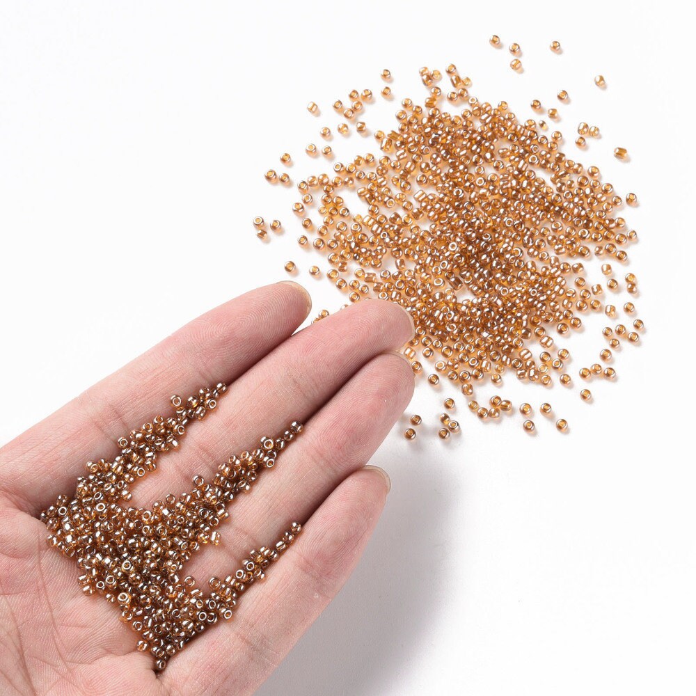 2mm brown lustered glass seed beads, 50g