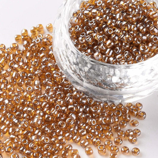 2mm brown lustered glass seed beads, 50g