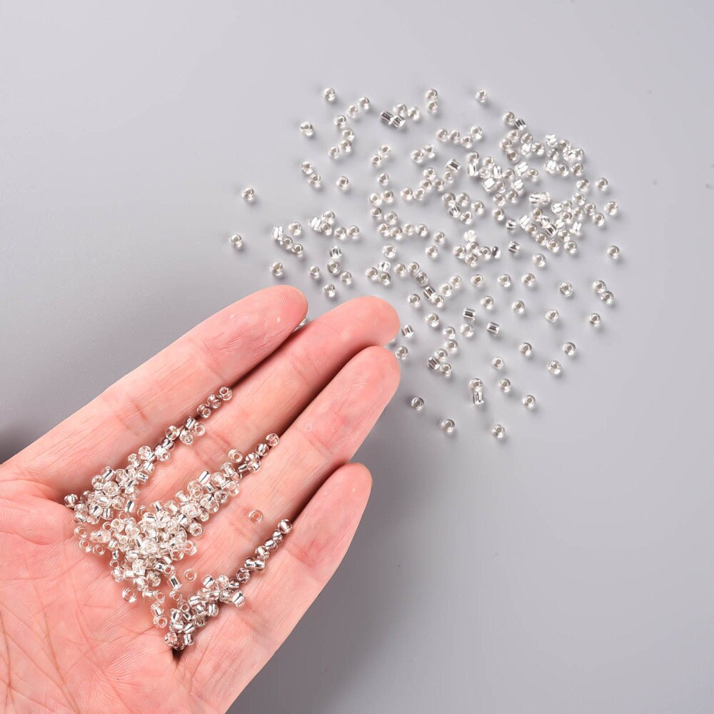 3mm silver lined clear glass seed beads, 50g