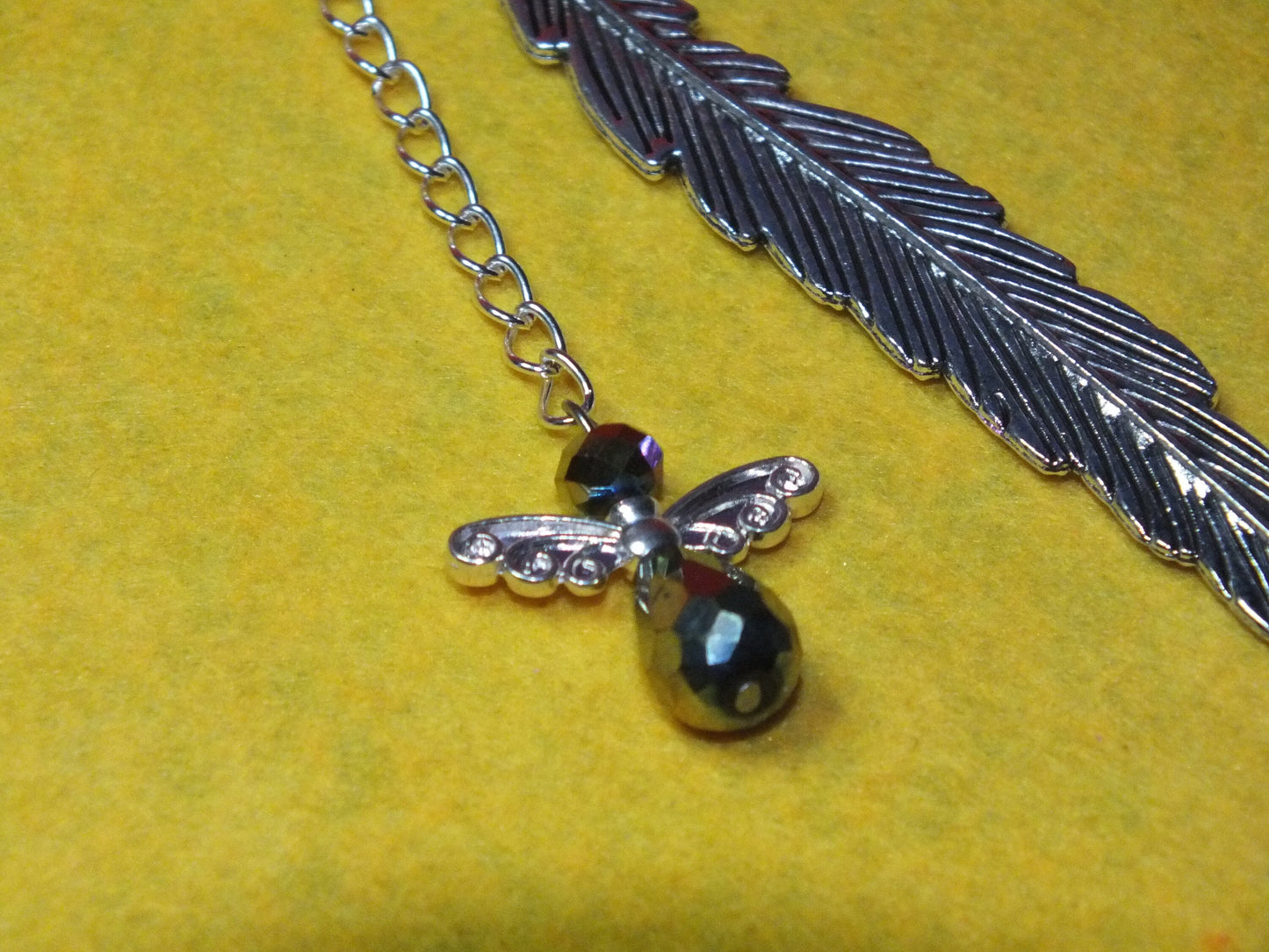 Guardian Angel bookmark with feather design (electroplated)
