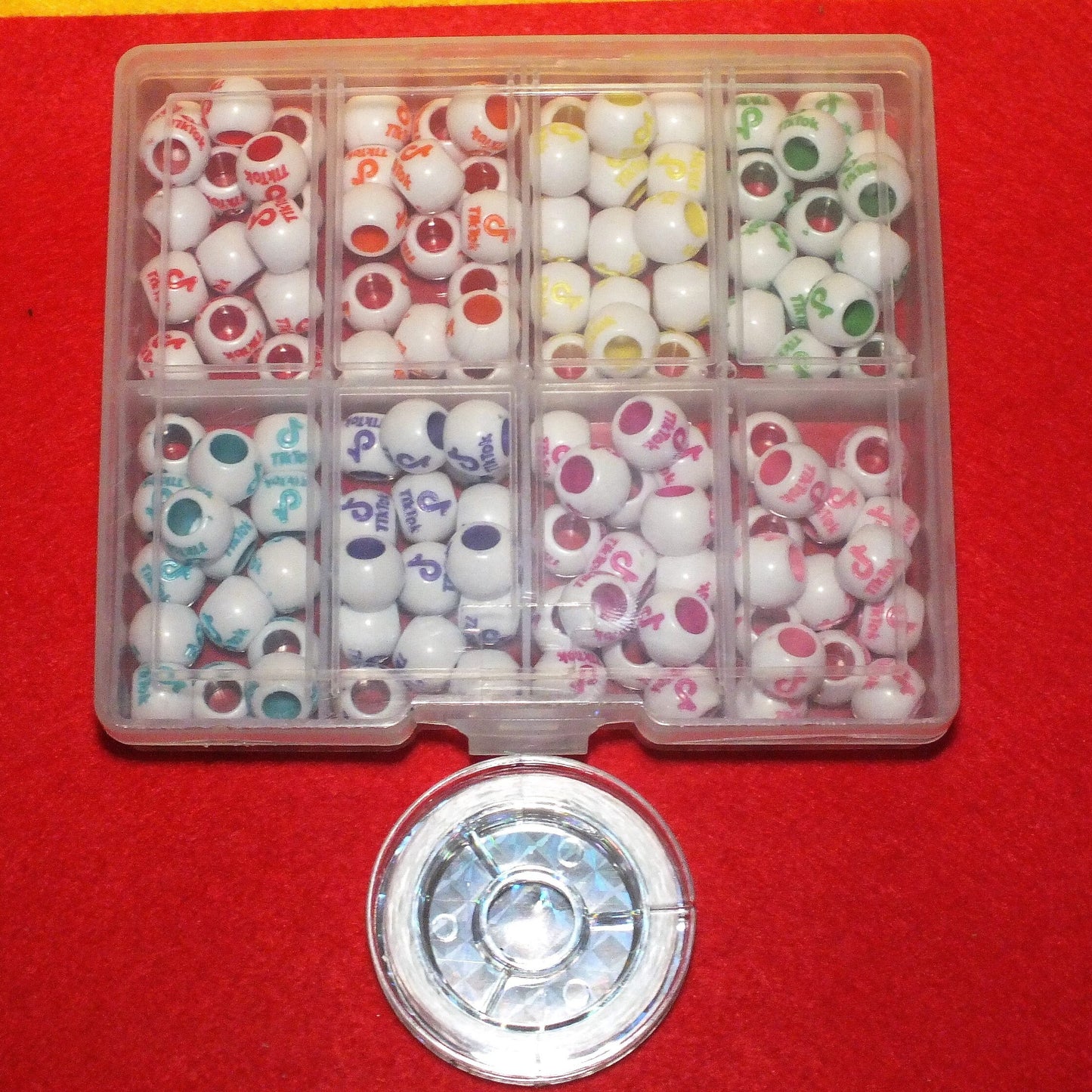 TikTok logo bead box, 120pcs - plus a reel of elastic