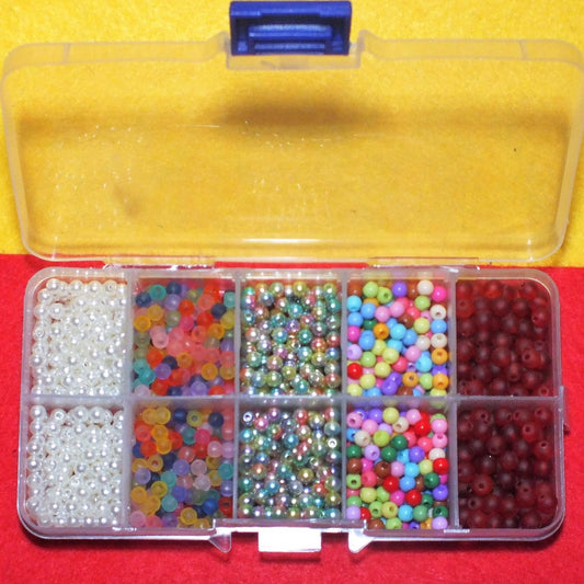 1400pcs 4mm beads mix + roll of elastic