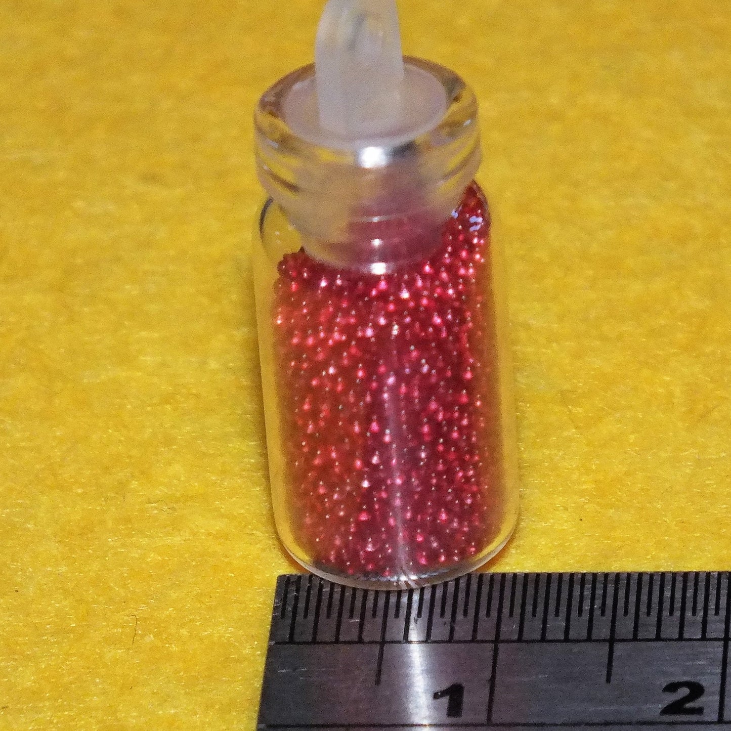 36pcs glass wishing bottles & tiny glass beads - 6 colours, for crafts or nail art
