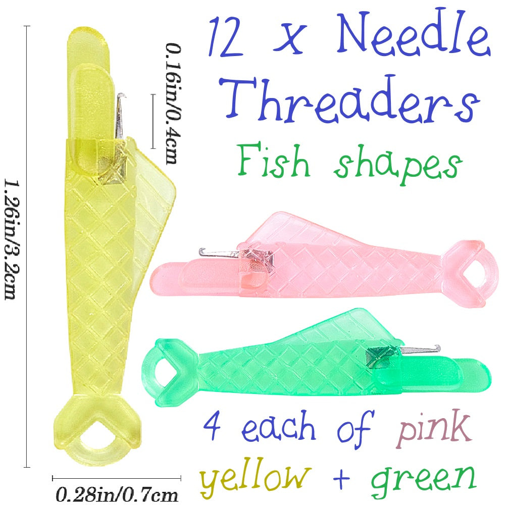 12 x Fish needle threaders, sewing & embroidery tools