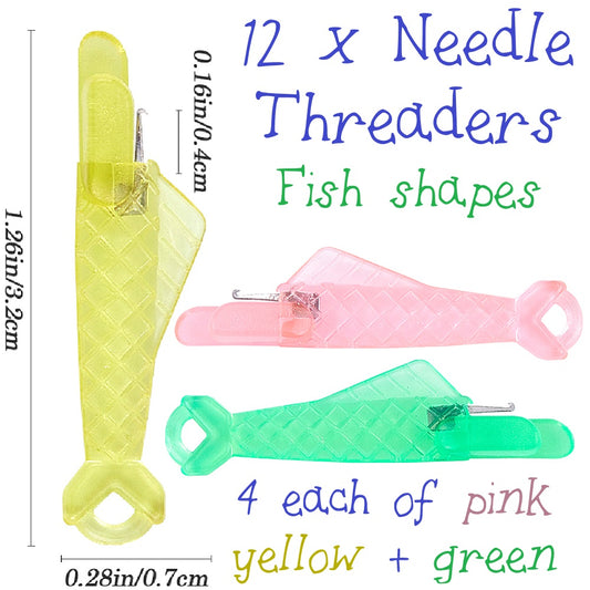 12 x Fish needle threaders, sewing & embroidery tools