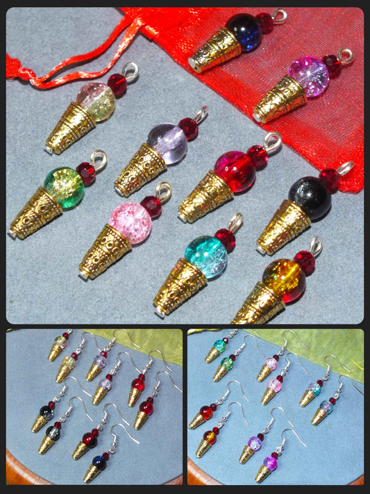 Handmade Ice Cream Cone Charms - also available as earrings!