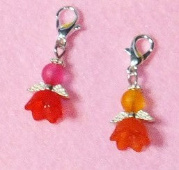 14 Flower rainbow angel stitch markers, handmade, on clasps with keyring.