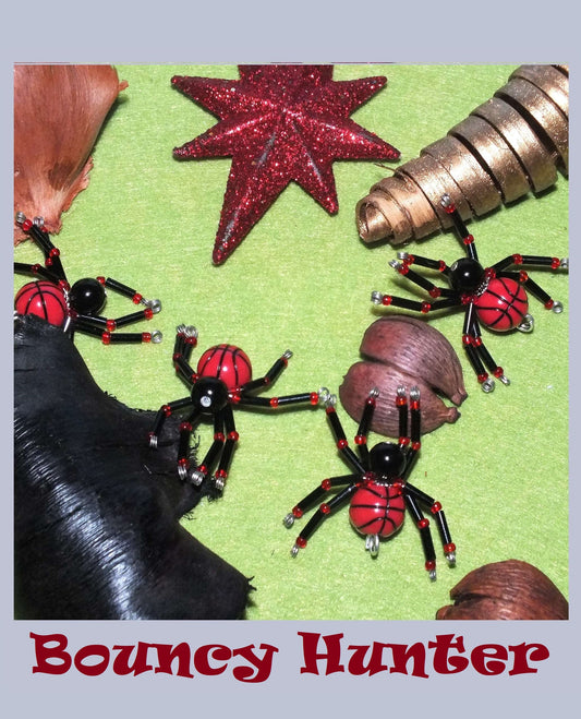 4-pack beaded spider charms - "Bouncy Hunter", handmade - plain or on lanyards