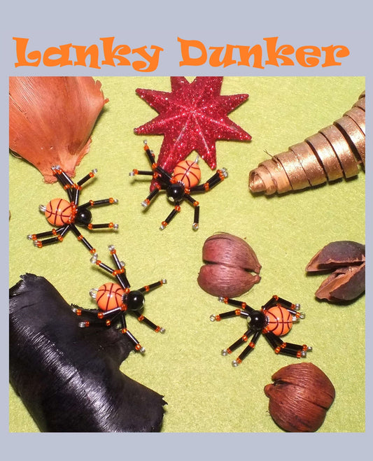 4-pack beaded spider charms - "Lanky Dunker", handmade - plain or on lanyards