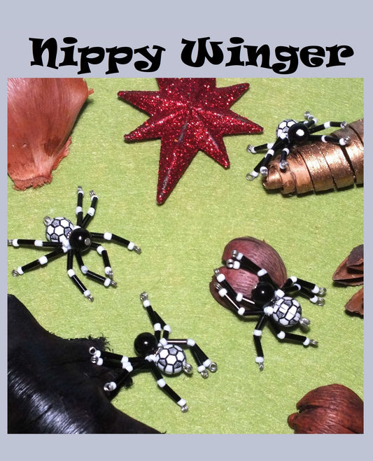 4-pack beaded spider charms - "Nippy Winger", handmade - plain or on lanyards