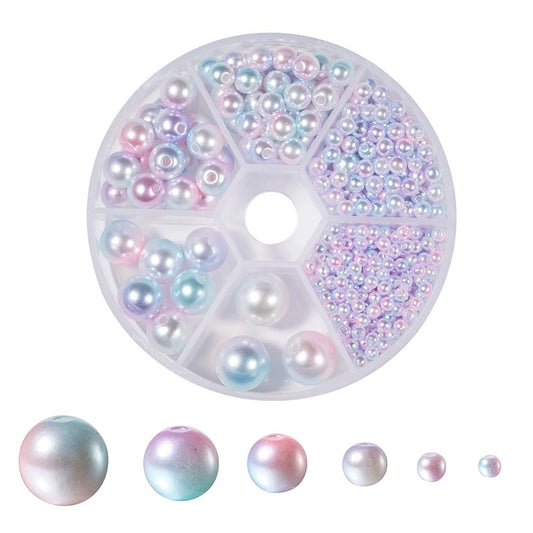 'Soft Pearl' mermaid gradient beads box, 564pcs in 3mm-12mm sizes