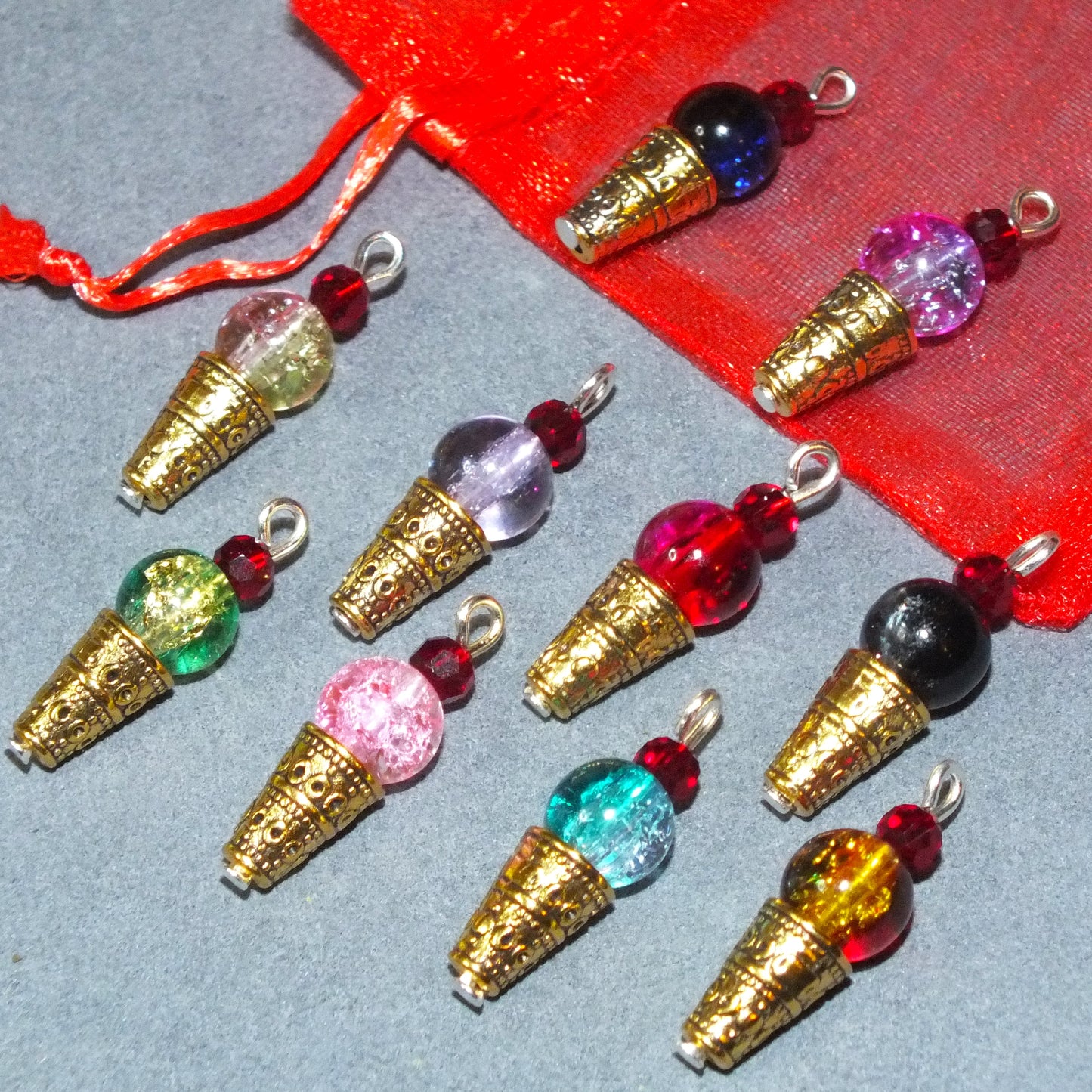 Handmade Ice Cream Cone Charms - also available as earrings!