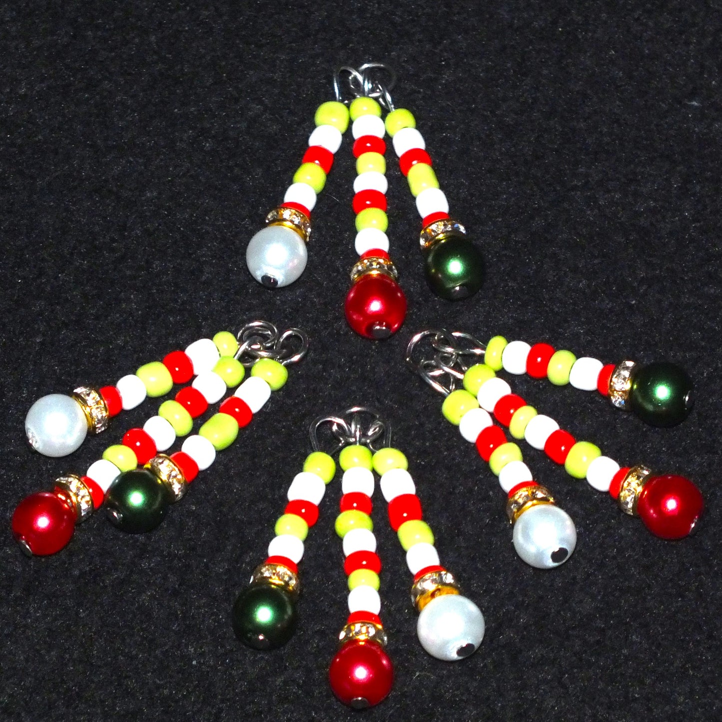 4pcs Handmade Christmas Candy Cane Bauble Charms