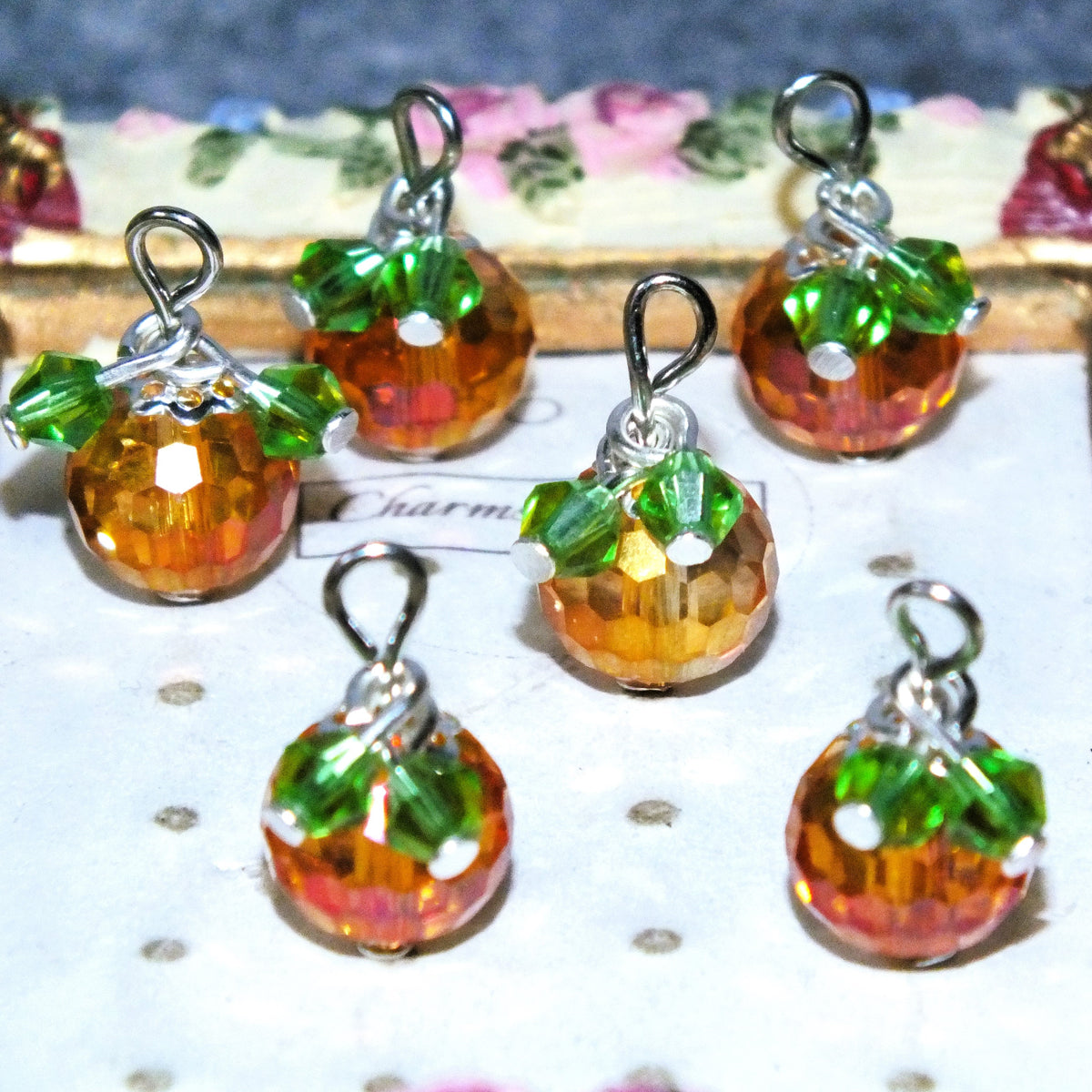6 ~ 30pcs Handmade Pumpkin Charms, Glass Halloween Gifts