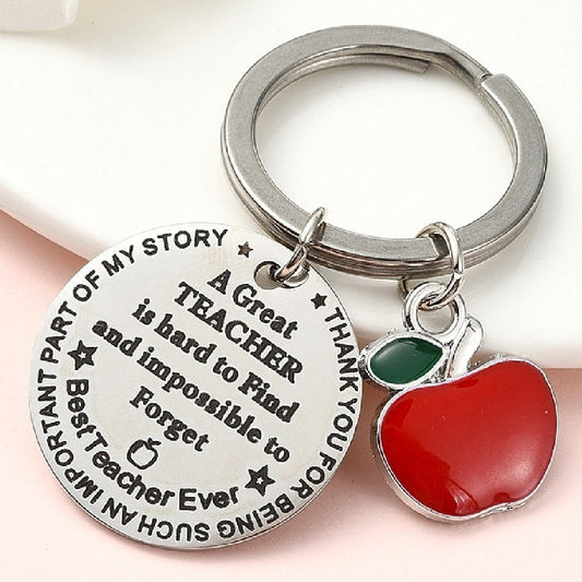 Thank You Teacher gift - keyring with enamel apple charm