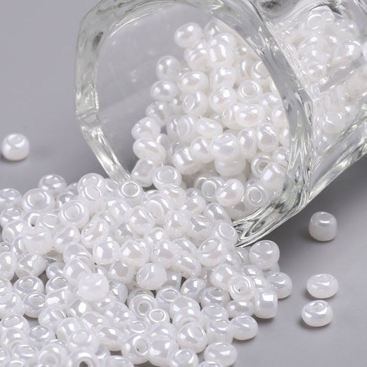 3mm pearlised white glass seed beads, 50g - 1kg