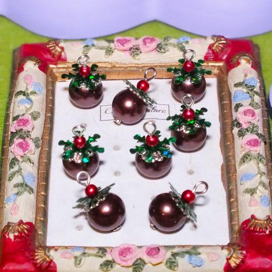 6 ~ 30pcs Handmade Christmas Pudding Charms, Glass 18mm