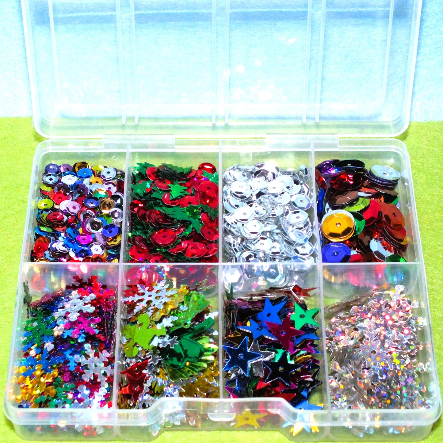 Christmas sequins, mixed box of toppers / embellishments for all sorts of crafts!