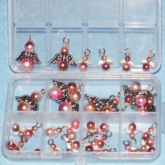 34pcs Rose Blush Guardian Angel handmade charms selection box, mixed sizes