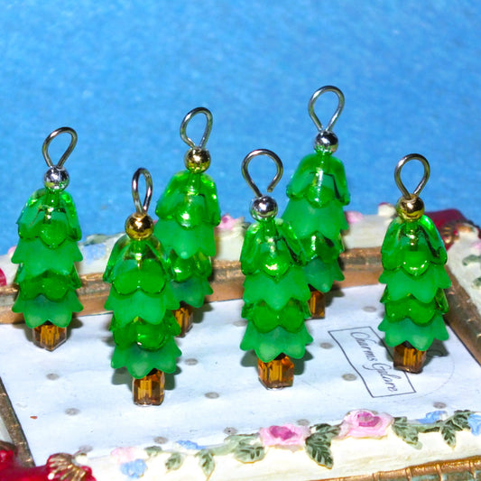 6pcs Handmade Christmas Tree Charms, Layered
