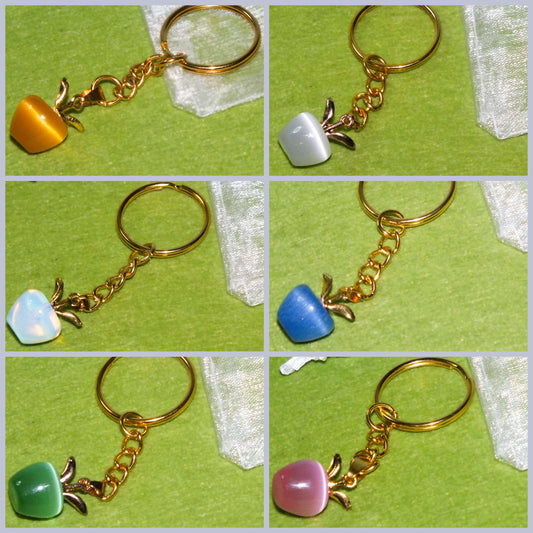 Thank you teacher gift - keyring with opalite apple charm (gold tone)