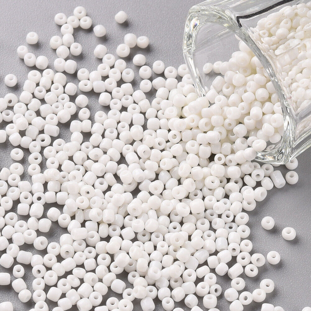 2mm white glass seed beads, 50g - 1kg