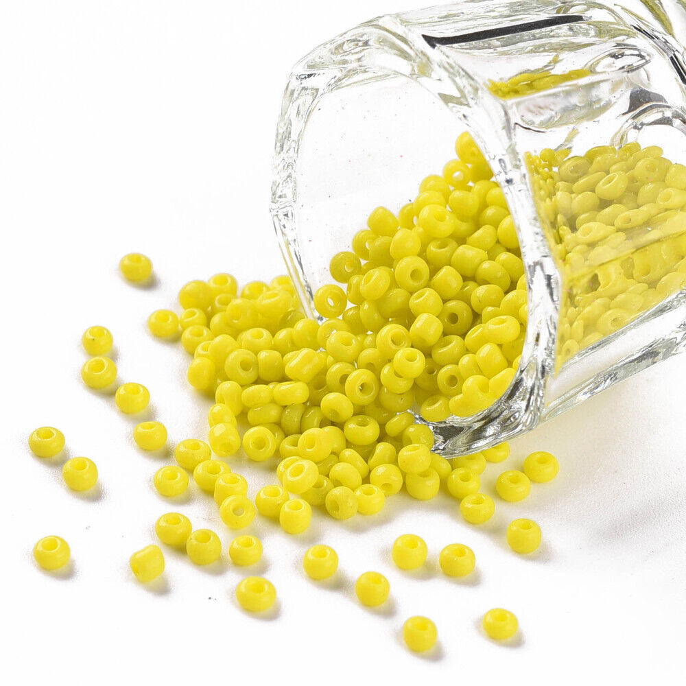 2mm yellow opaque glass seed beads, 50g - 1kg