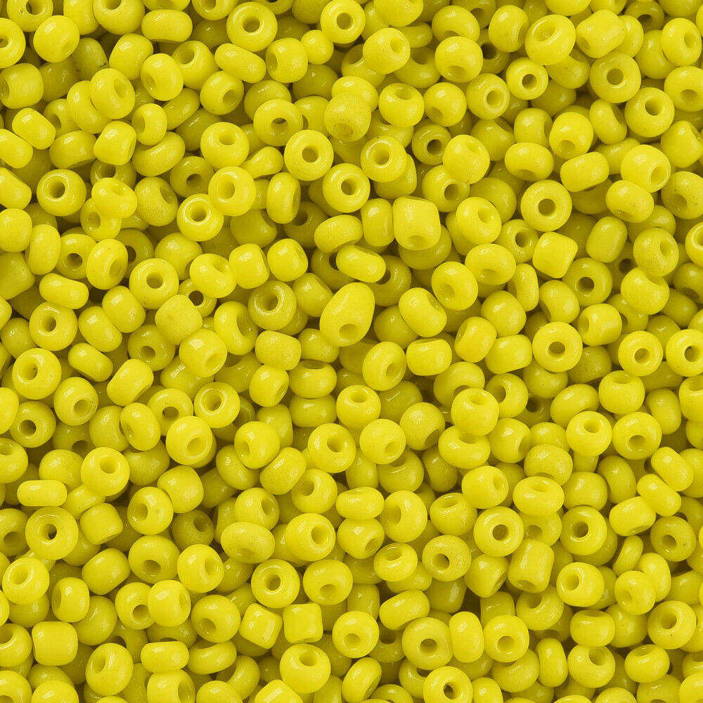 2mm yellow opaque glass seed beads, 50g - 1kg