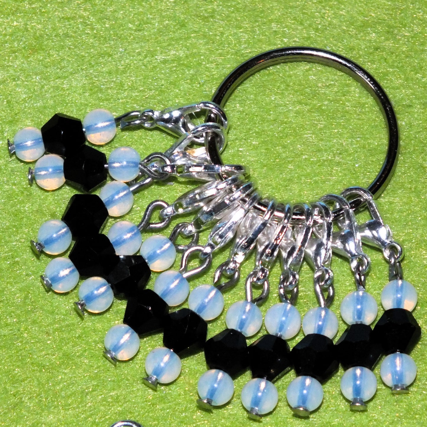 12pcs handmade opalite gemstone & glass stitch markers / dangle charms