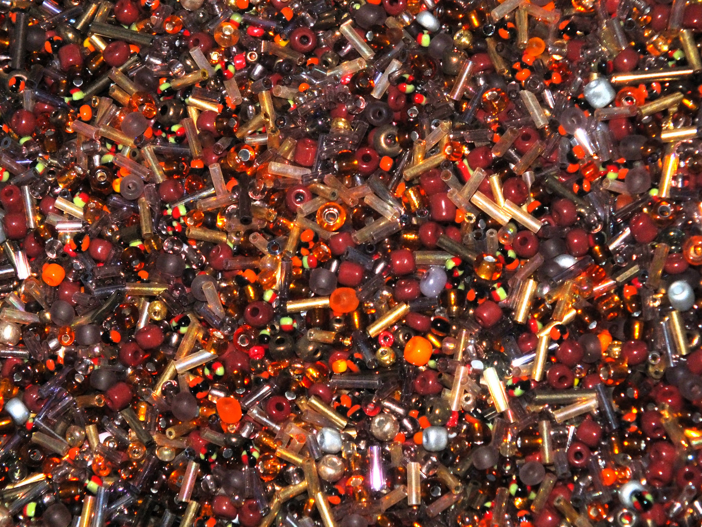50g - 1kg Seed & bugle mixes - GOLDENROD mix, 1mm~7mm glass beads - brown, golden, orange