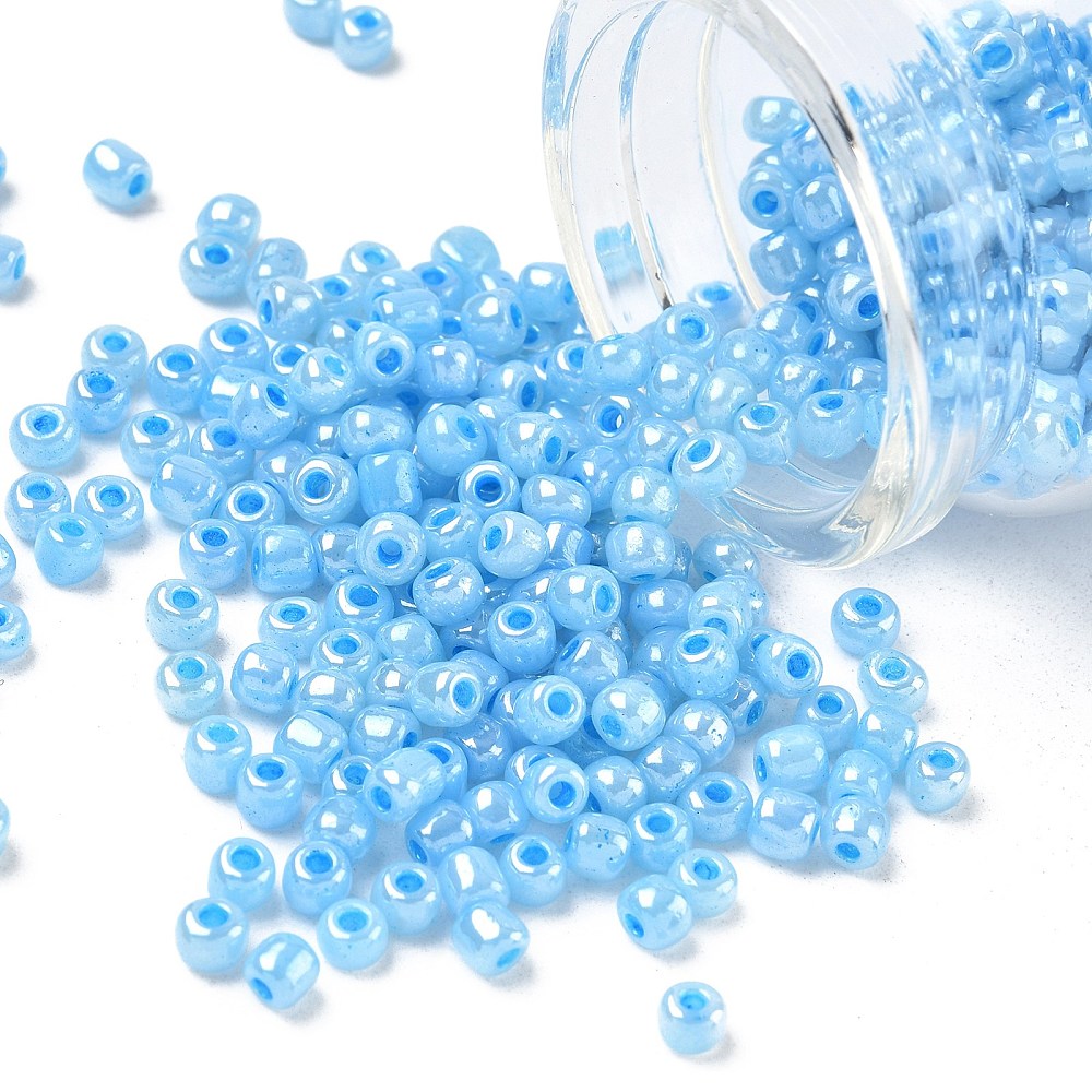 1lb (454g) Bulk Bag - 4mm Blue Pearlised Glass Seed Beads