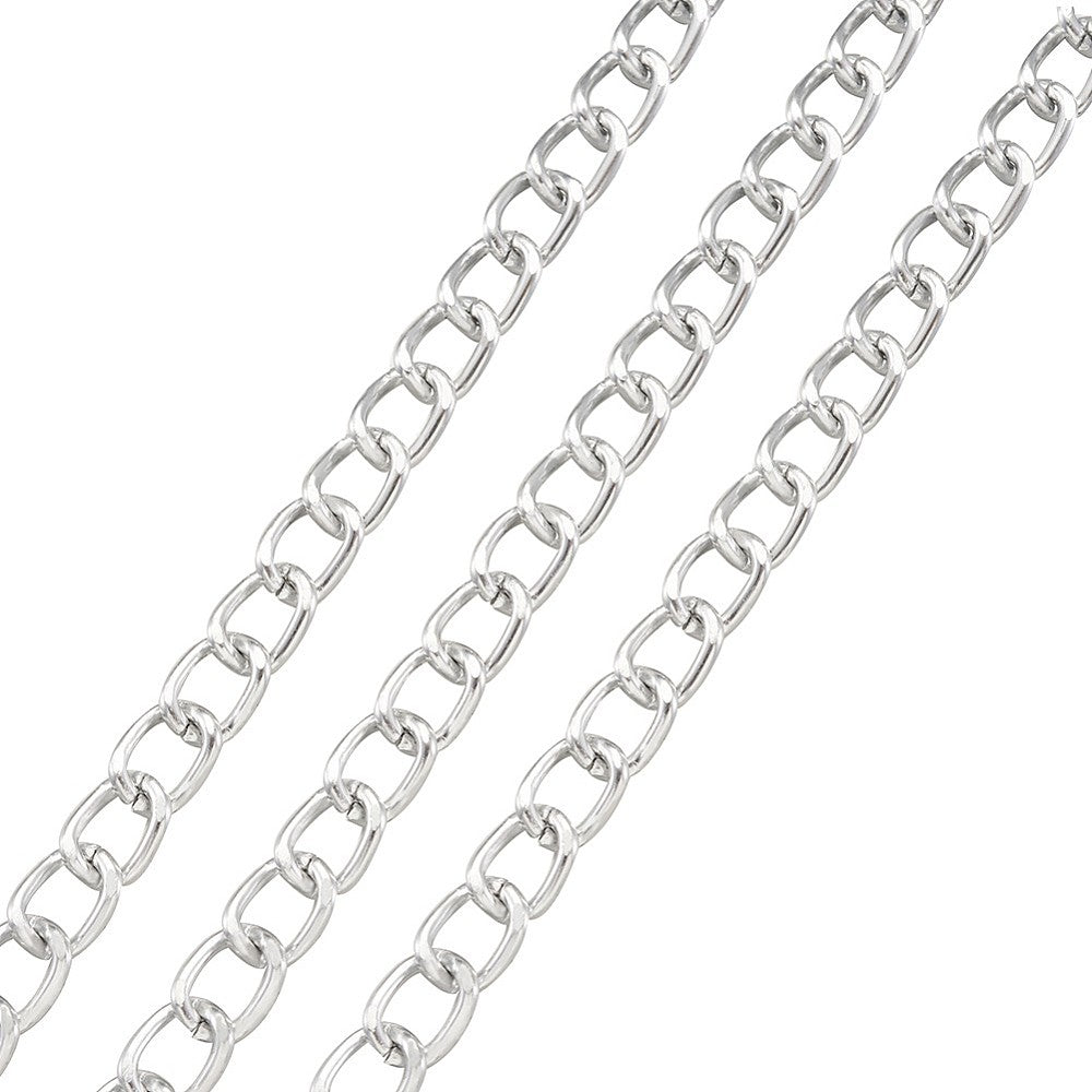 Aluminium twisted curb chain, 5 metres silver tone jewellery chain for bracelet / necklace making