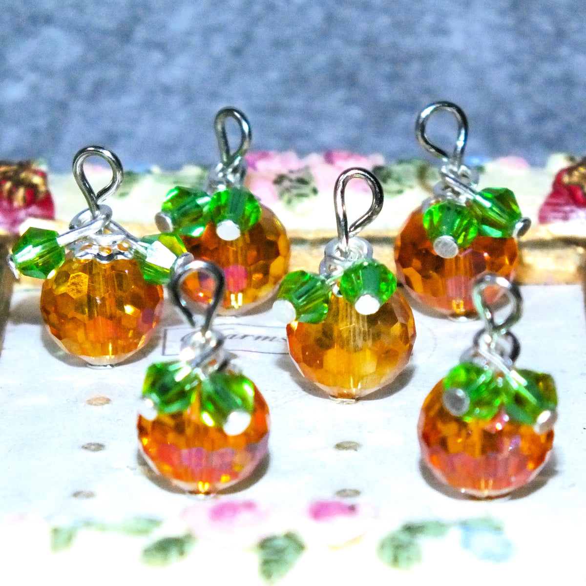6 ~ 30pcs Handmade Pumpkin Charms, Glass Halloween Gifts