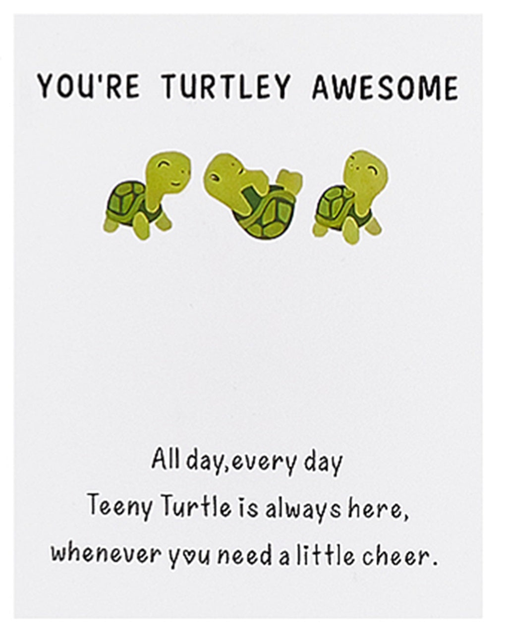 You're Turtley Awesome - Little Pocket Hug Turtle Keyring Gift with card in organza bag