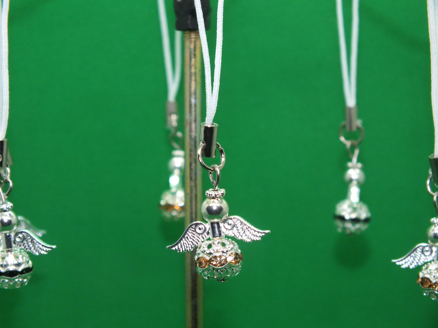 Rhinestone angel charms on lanyards (6-24pcs), handmade