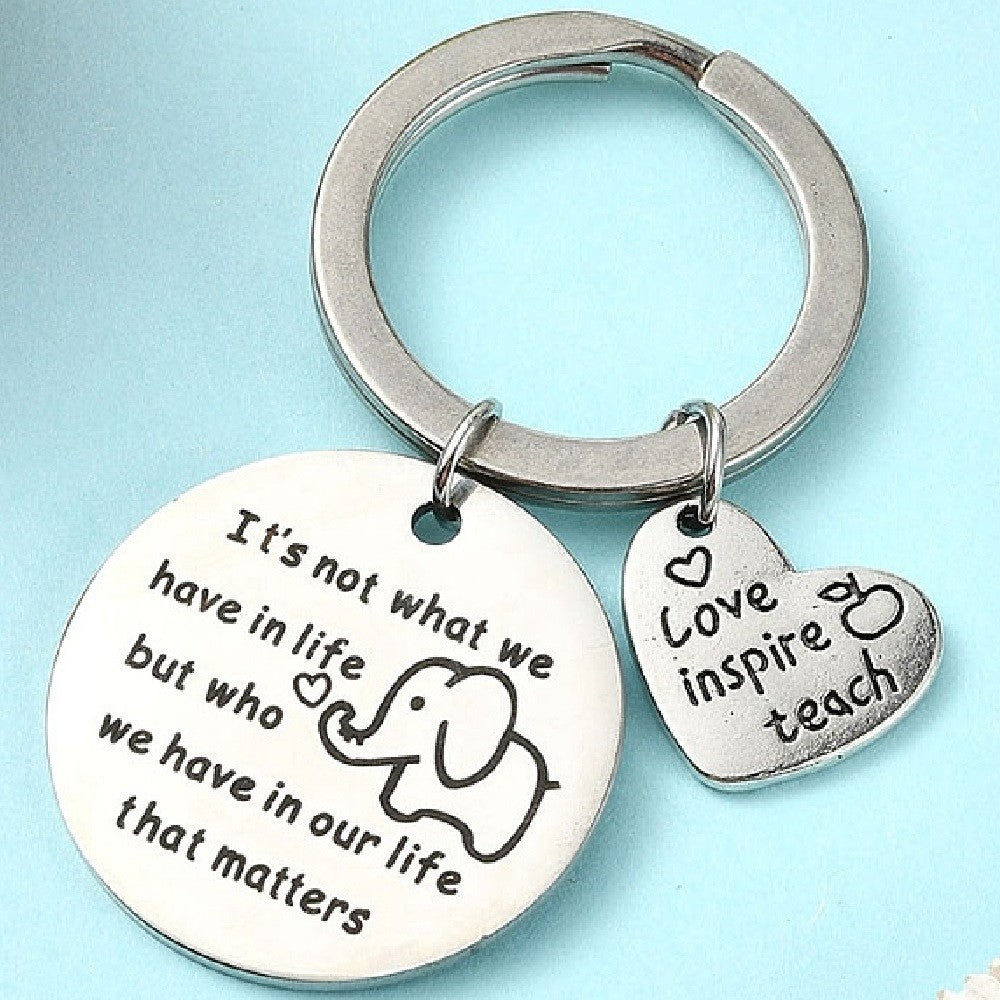 Thank You Teacher gift - keyring with heart & elephant