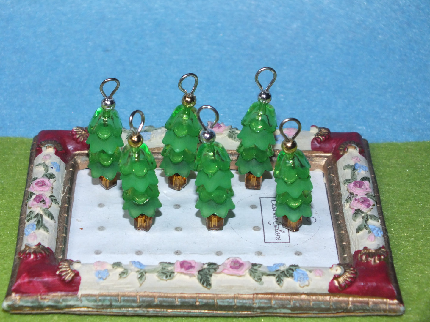 6pcs Handmade Christmas Tree Charms, Layered